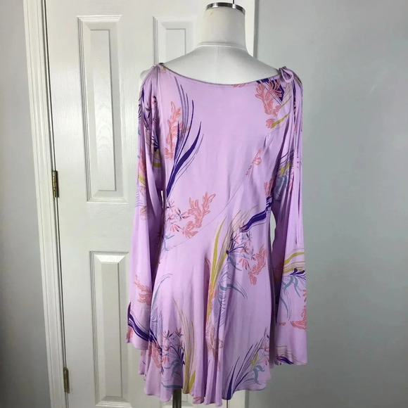 Free People Lilac Clear Skies Floral Cold Shoulder Tunic Mini Dress Size Small - Picture 3 of 7
